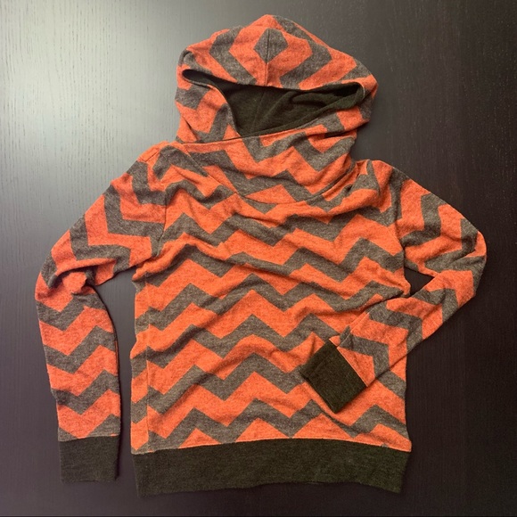 Zigzag pattern Orange hoodie size M - Picture 1 of 3